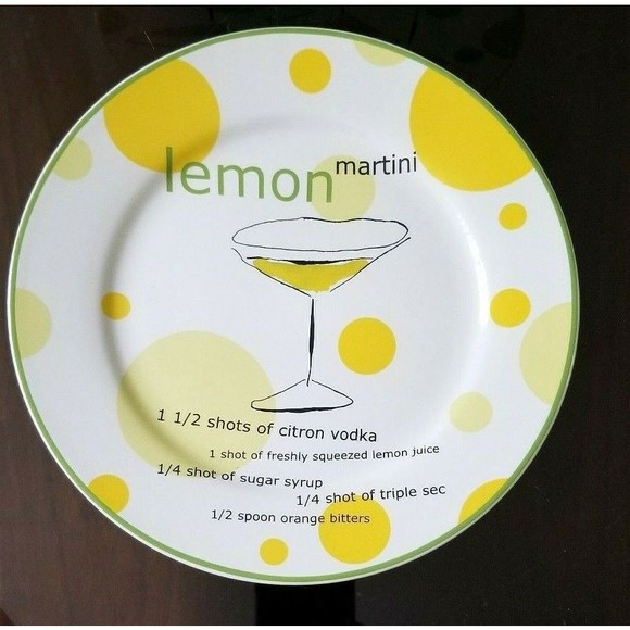 Rosanna Flavored Martinis Four 8" Cocktail Plates Box Set NOS - Picture 4 of 8